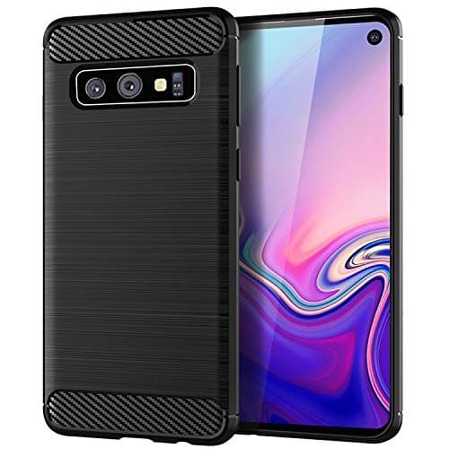 ONPIE Case Compatible with Samsung Galaxy S10 Case (2019) with Carbon Fiber Brushed Silicone -Black