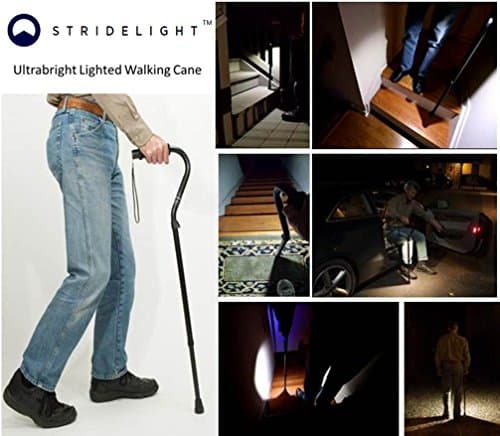 Stridelight Ultra Bright LED Walking Cane For Low Vision & Fall Prevention
