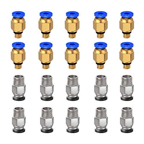 Ewigkeit PC4-M6 Pneumatic Fitting Push to Connect + PC4-M10 Straight Quick in Fitting for 3D Printer Bowden Extruder (Pack of 20pcs)