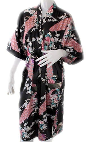 (VERY NICE ROBE SOFT &amp; LIGHT) BEAUTIFUL COLOR PEACOCK JAPANESES KIMONO