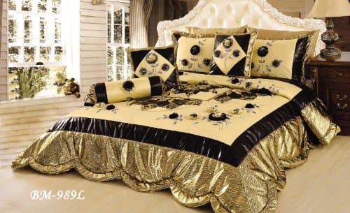 Tache 6 Piece Royal Spring Blooms Patchwork Comforter Quilt Set, King Size