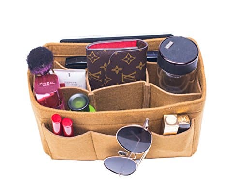 Felt Handbag Organizer, Insert Purse Organizer 12 Pockets Structure Shaper 3 Sizes Brown M