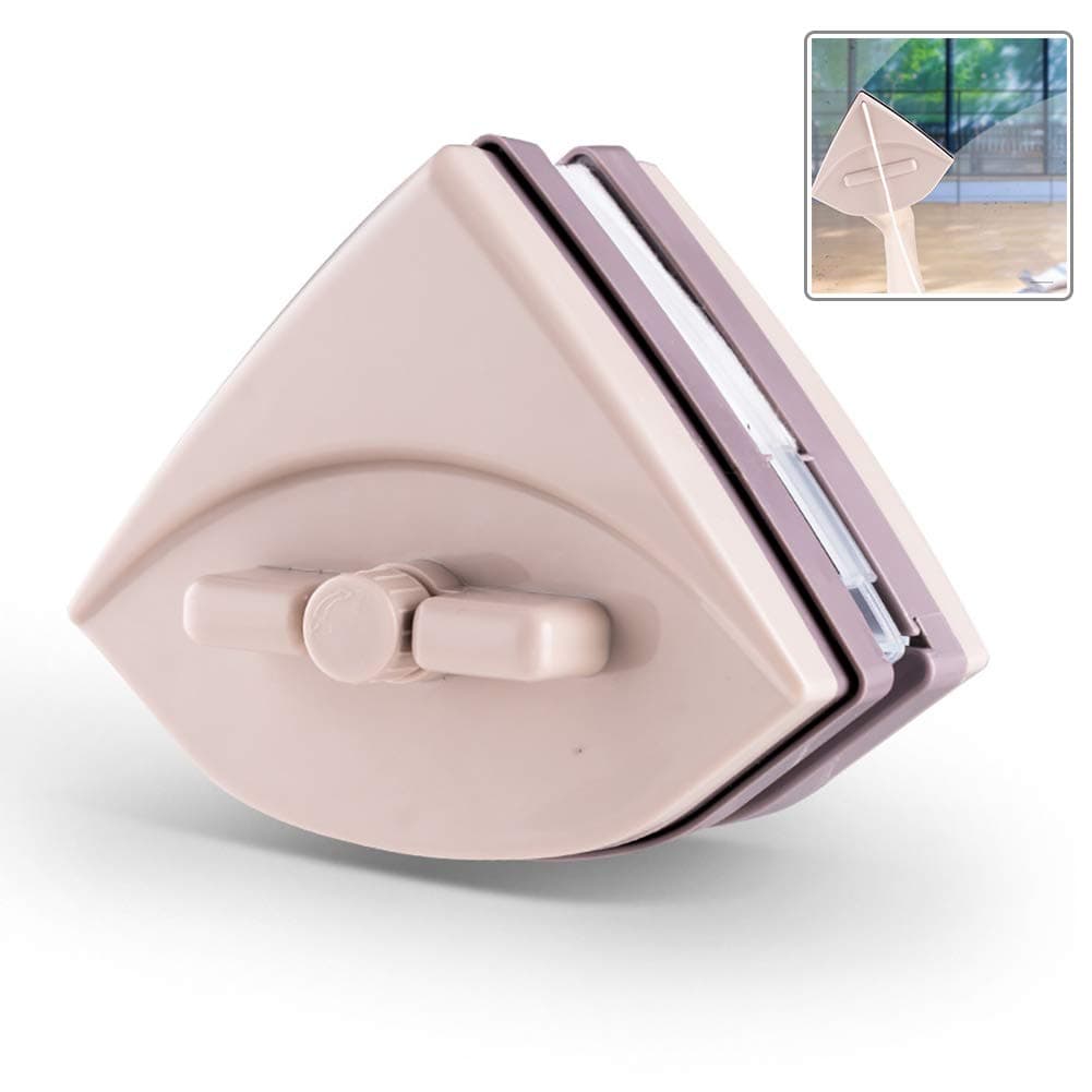 Magnetic Window Cleaner Double-Sided Magnetic Window Cleaner for Single and Double Glazed Windows Thickness 5-35Mm for High-Rise and Car Glazed Windows,Brown