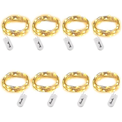 Icicle Fairy String Lights with 7.2ft 20 LED Battery Cooper Wire Starry String Lights for DIY Centerpieces, Dresser, Closet, TV Wall Decorations (8 Pack Warm White)