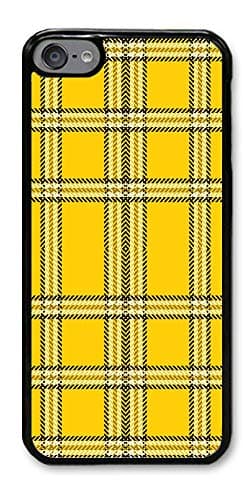 Custom iPod Touch 6 Cases - Yellow Plaid Hard Plastic Phone Cell Case for iPod Touch 6
