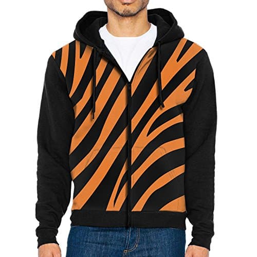Retroline Leopard Tiger Stripe Men's Full-Zip Hooded Sweatshirt Pullover Hooded Shirts Pocket XL