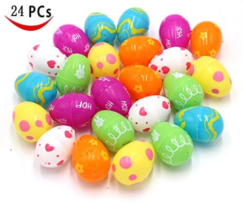 Set of 24 - ANFIMU 24 PCs Plastic Bright Printed Easter Eggs, 2 3/8" tall