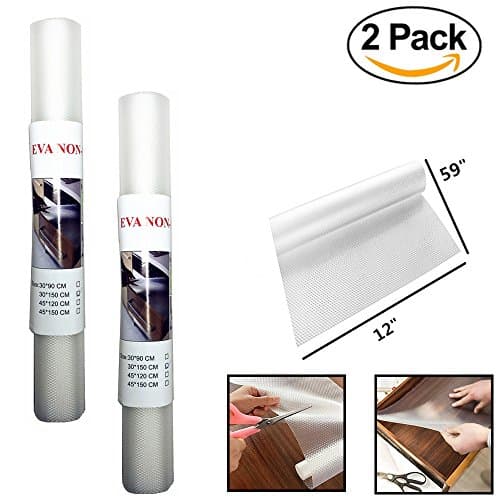 Tsyware 2 Pack 12 Inch x 59 Inch EVA Shelf Drawer Liner, transparent Non-Adhesive Cupboard Cabinet Non-Slip Mat,Anti-bacterial Anti-fouling, Anti-frost, Waterproof, Can Be Cutting To Any Size