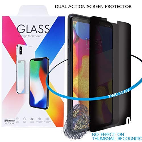 SILLY WOBOT iPhone Xs & iPhone X Screen Protector Privacy Tempered Glass [2 Pack] for Apple iPhone Xs iPhone X Anti-Spy/Anti-Scratch/Anti-Fingerprint/9H Hardness (Works with Most Cases) Easy Install