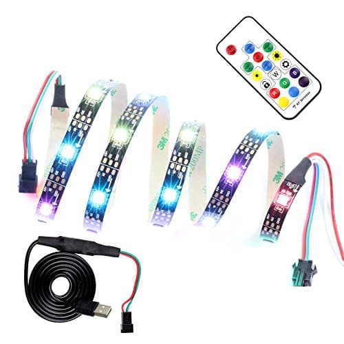 LED Strip Light Dynamic RGB INVOLT, Bias Lighting TV Backlight USB 5V, WS2812B IC 5050 LED Light Strip Flexible Neon Tape, with RF 17Key Remote, for Christmas, HDTV, Desktop, Bar Decoration