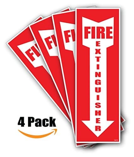 (4) Fire Extinguisher Signs Stickers Self Adhesive 4 Pack For Mount or Bracket(4
