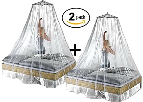Netting for 2 Beds. Round Mosquito Nets Fit All Bed Sizes up to Queen/King. Thin Mesh Keeps Your Family Safe Free of Bugs. A Cozy Bedroom Decor. White. 2-Pack.