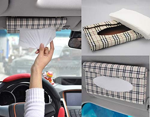 Car Sun Visor Tissue Paper Box Case Auto Interior Decoration Accessories Holder for All Cars.