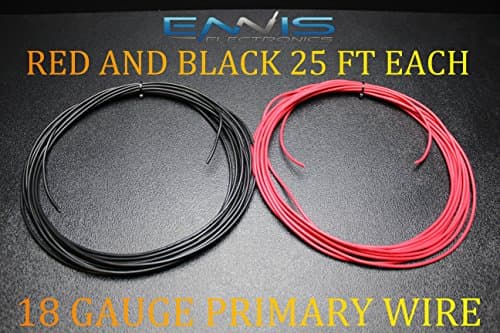 18 GAUGE WIRE ENNIS ELECTRONICS 25 FT RED 25 FT BLACK PRIMARY REMOTE HOOK UP AWG COPPER CLAD