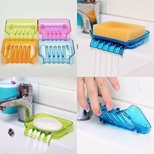 1 Pcs (Random Color) Sucker Bathroom Draining Soap Box Kitchen Sink Sponge Drainage Soap Dish kitchen accessories