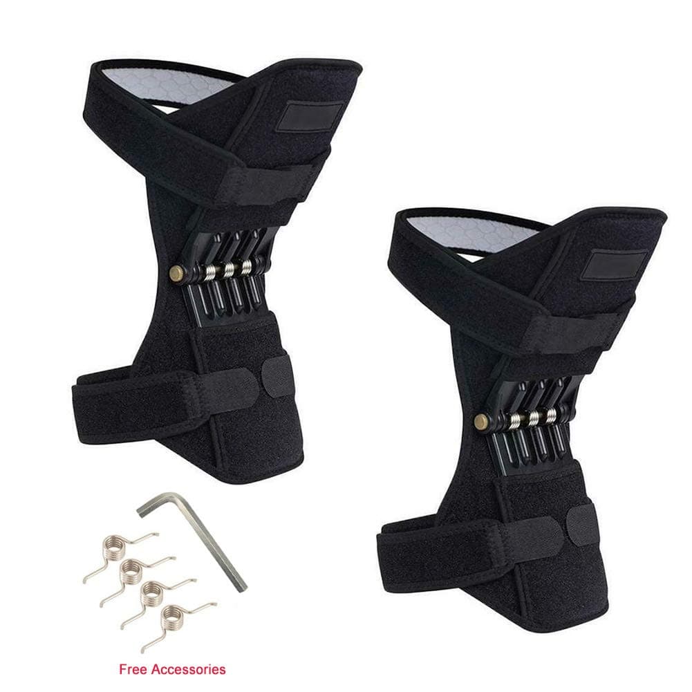 Doveno 1 Pair (For two legs) Knee Booster Spring Knee Pad Brace Rebound Booster for Squat Outdoor Sports Power Lifts Spring Force Patella Stabilizer Protector Joint Pain Relief Mountaineering