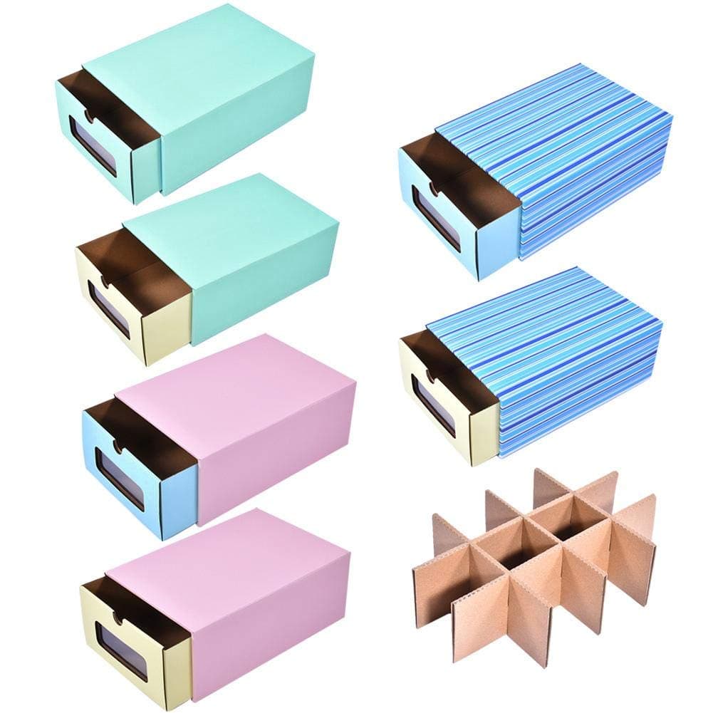 Sue Supply DIY Multifunctional Shoe Box Color Desktop Storage Container - Thickened Corrugated Drawer Packing Shoe Racks & Cabinets