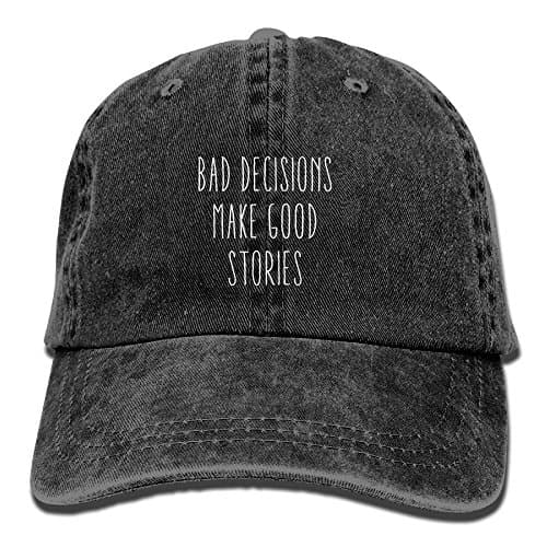 Bad Decisions Make Good STORIESAdjustable Washed Cap Cowboy Baseball Hat Black