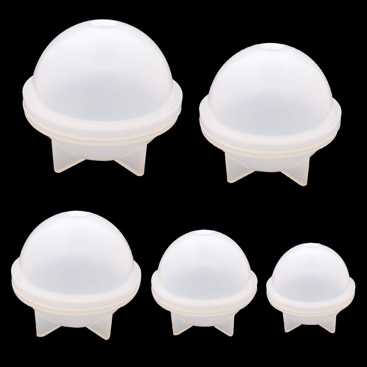 5Pack Resin Casting Molds Sphere Resin Mold Cube Silicone Molds for Flower Specimen and Decorations DIY Craft Making Silicone Clear Casting Molds (Sphere)