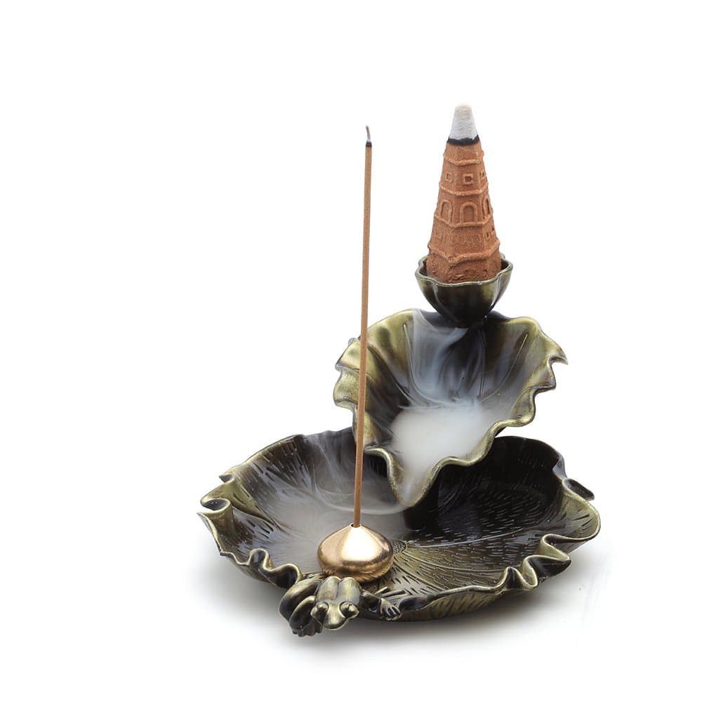 MEDOOSKY Bronze Incense Burner Backflow Cones Sticks Holder+ 1 Gift, Japanese-style