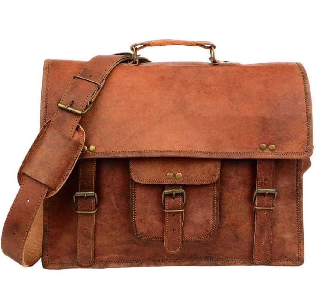 Leather Messenger Bag Laptop Briefcase Satchel Shoulder Computer Distressed Brown Handmade Bag for Women