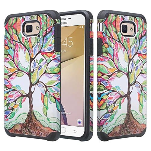 Galaxy J7v Case, Galaxy J7 Perx Case, Galaxy J7 Prime, Galaxy J7 Sky Pro Case [Impact Resistant] Hybrid Dual Layer Armor Defender Protective Case Cover for Galaxy Halo - Colorful Tree