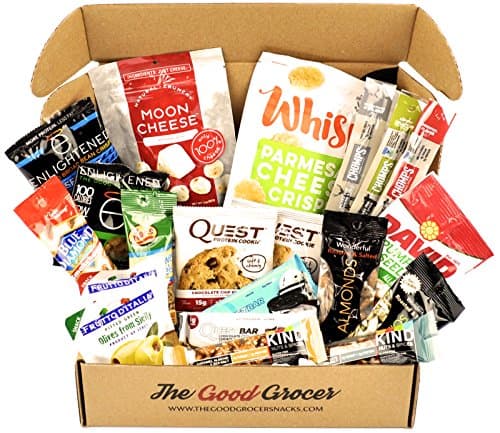 LOW CARB Healthy Snacks Care Package (20ct): Low Carb, Low Sugar, Healthy Fats, Protein Bars, Crispy Cheese, Crisps, Grass Fed Meat Sticks, Nuts, Healthy Low Carb Snack Gift Box Basket Variety Pack