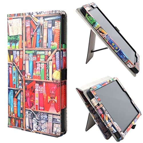 TsuiWah Vertical/Horizontal Stand Hand Strap Case,Cover With Auto Sleep/Wake for All-New Fire 7 Tablet with Alexa (7th Gen, 2017 Release) / Fire 7 (5th Gen, 2015 Release), Bookshelf