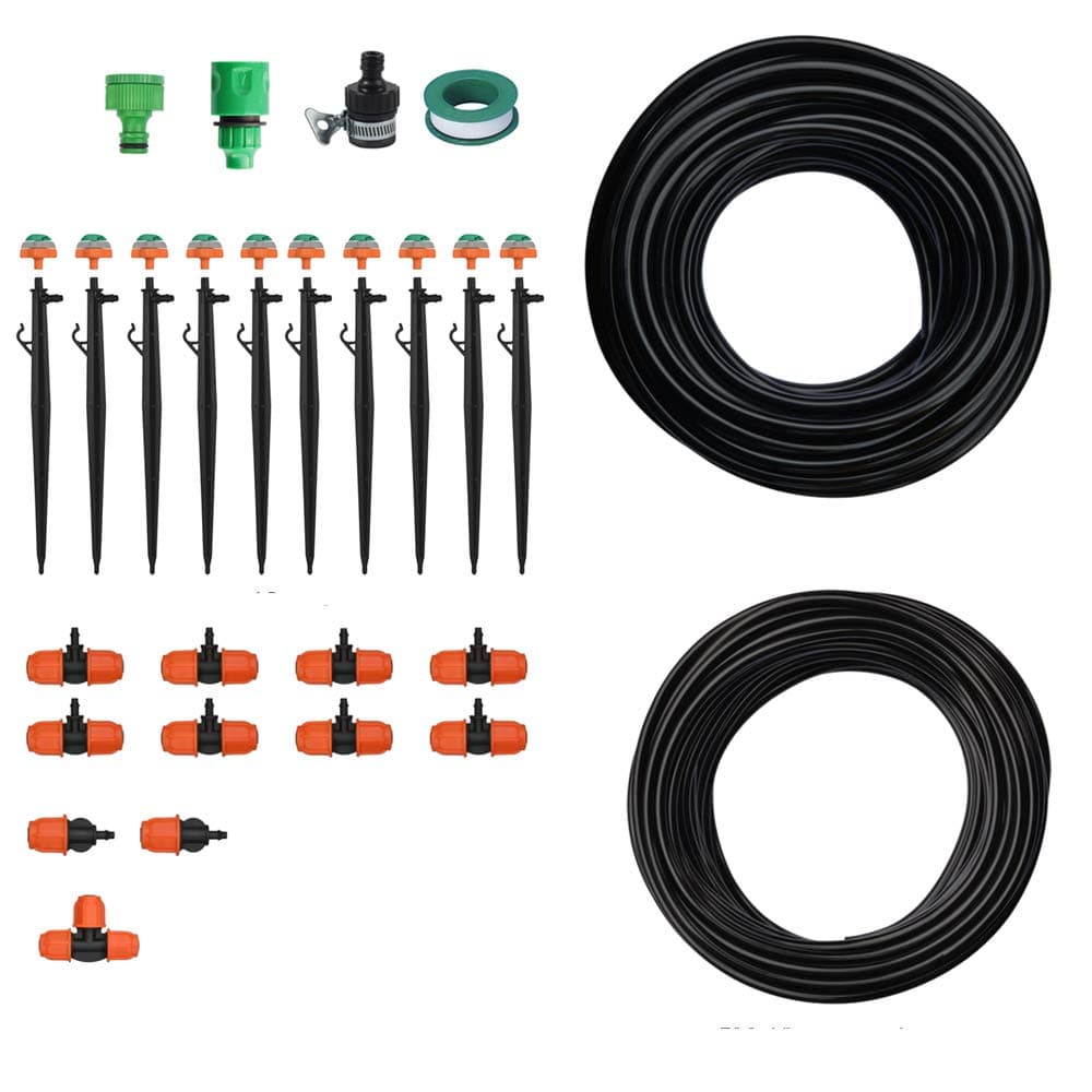 FrideMok Upgraded Automatic Drip Irrigation System 360° Rotary Nozzle Saving Watering Kit for Gardens, Greenhouses, Lawns, Plants, 3-30 meters watering range,2 Year Warranty (10m,33FT)