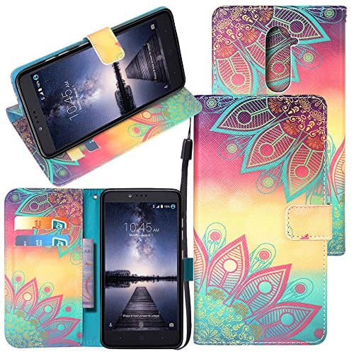 ZTE Zmax Pro Case, CimdaUS PU Leather Wallet Flip Folio [Kickstand] Case Cover with Card Slot &amp; Wrist Strap for ZTE Grand X Max 2/Max Duo/Imperial Max Z963U/ZTE Kirk Z988/Carry/Zmax Pro Z981 (A-01)