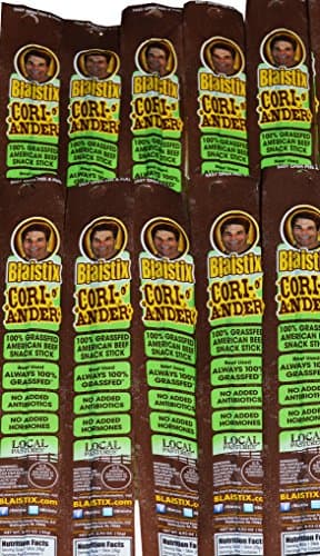 Pure Grassfed U.S.A. Beef Jerky Snack Sticks - 50 Coriander | Gluten Free | No Antibiotics | No Hormones | No Nitrates