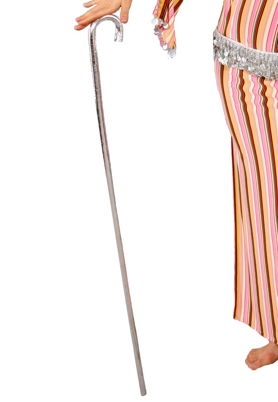 Metallic Performance Cane in Silver for Belly Dance - Lightweight Egyptian Dance Prop
