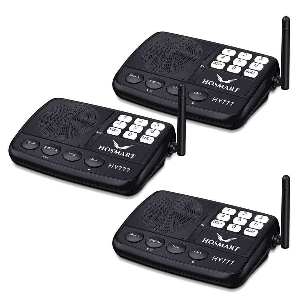 Wireless Intercom System Hosmart 1/2 Mile Long Range 7-Channel Security Wireless Intercom System for Home or Office (2018 New Version) [4 Stations Black]