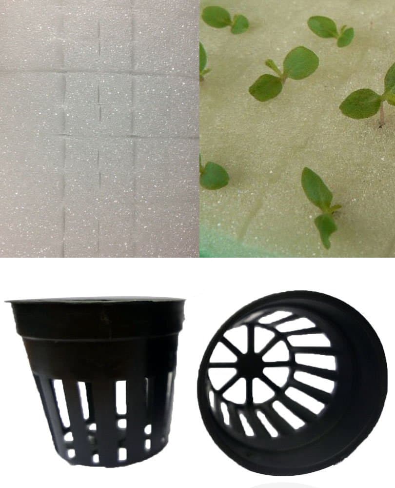 Aggreen Sponges Cubes Plugs & Mesh Basket Cups 20 EA for Hydroponics Farms