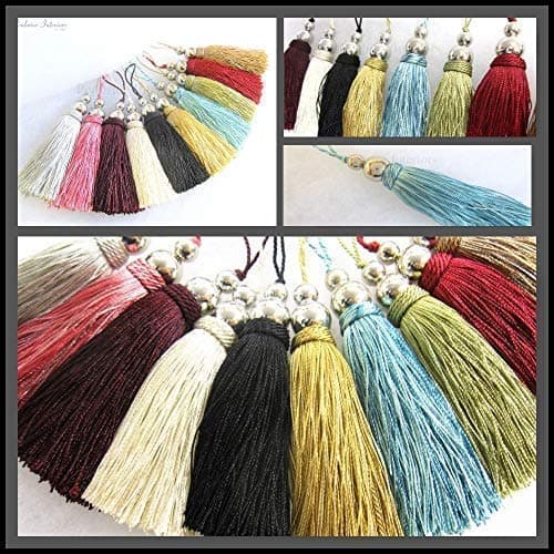 Penbrice Interiors Silver Orbs key tassel 10cm + 4cm loop aprox Fabric decoration Chrome sewing accessory trim (Aqua Blue)