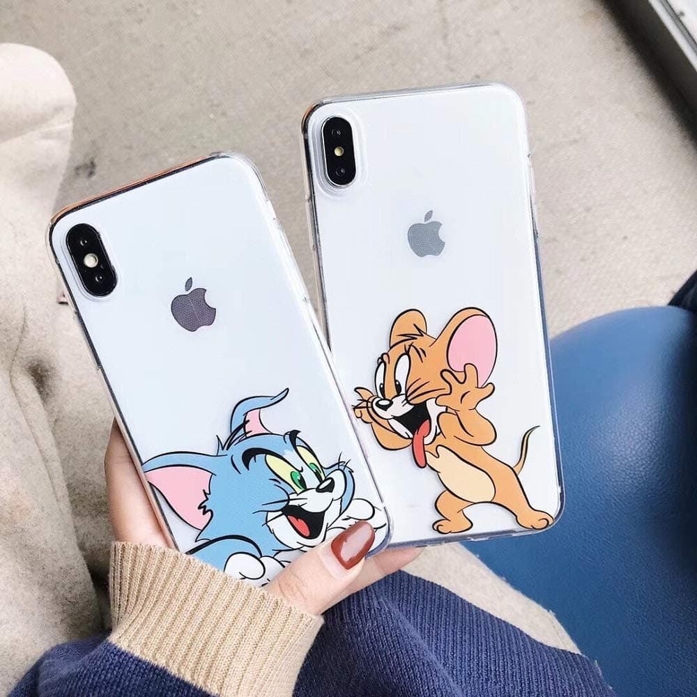 1 PC Cartoon Tom Jerry Phone Case for iPhone X XR Xs Max 8 7 6 6s Plus Ultra Thin Slim Fit Soft TPU Back Cover (Jerry, iPhone Xs)