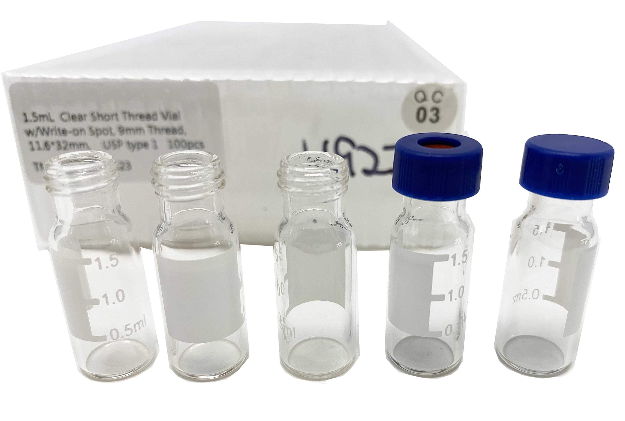 1.5mL 9mm Screw Vial w/Write-on Spot, 11.632mm, 5.0 Type, 100pcs (Clear w/Write on spot)