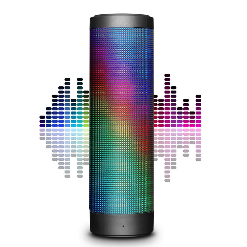 Portable Wireless Bluetooth Speaker, Hi-Fi 4.0 Stereo Speaker with Colorful LED Lights Built-in Mic, AUX, TF, FM Radio, Hands Free Support for iPhone, Samsung, Android Smartphone, iPad, Laptop