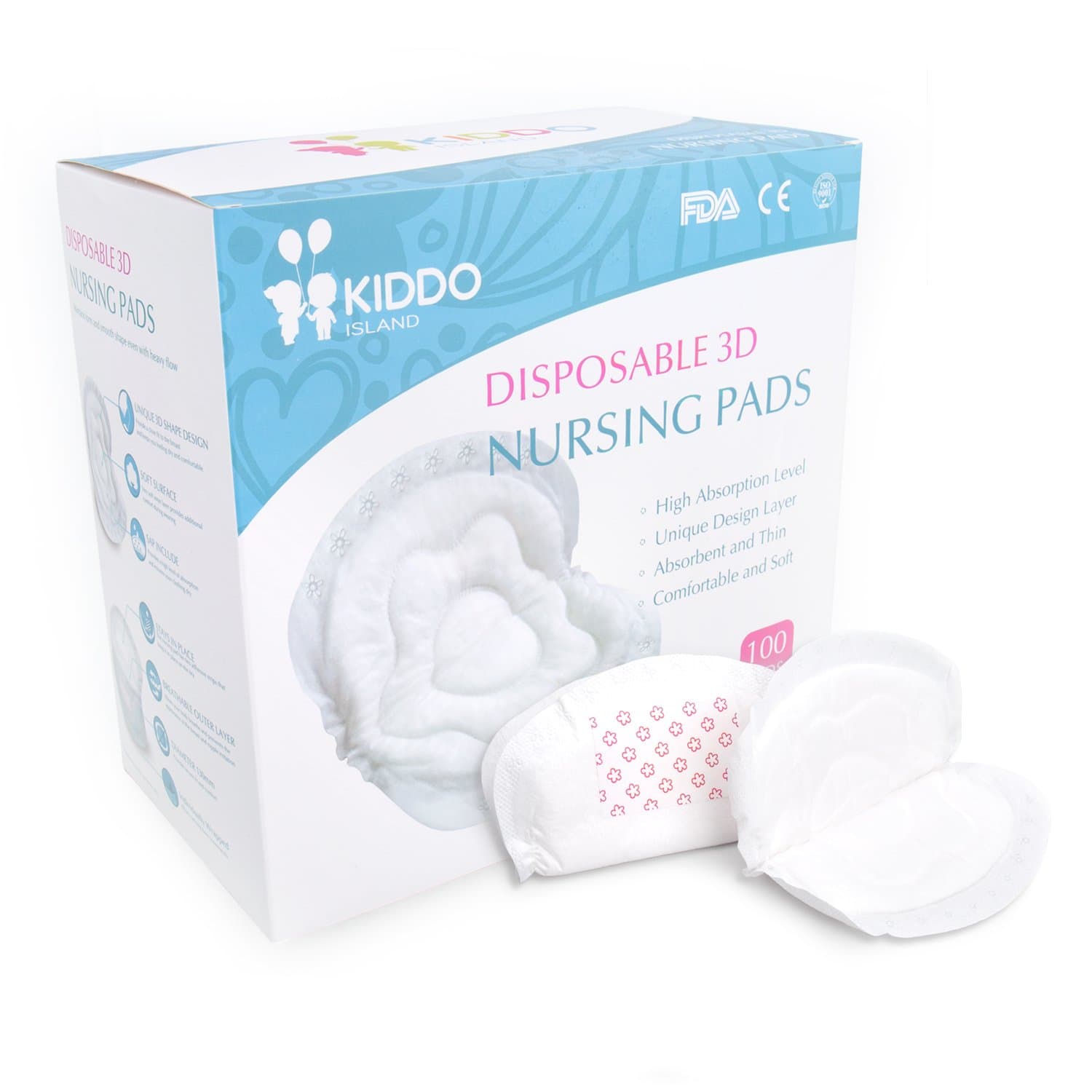 Disposable 3D Nursing Pads - Unique Design, Ultra Comfortable, Super Absorbent & Individually Wrapped (100 Count)
