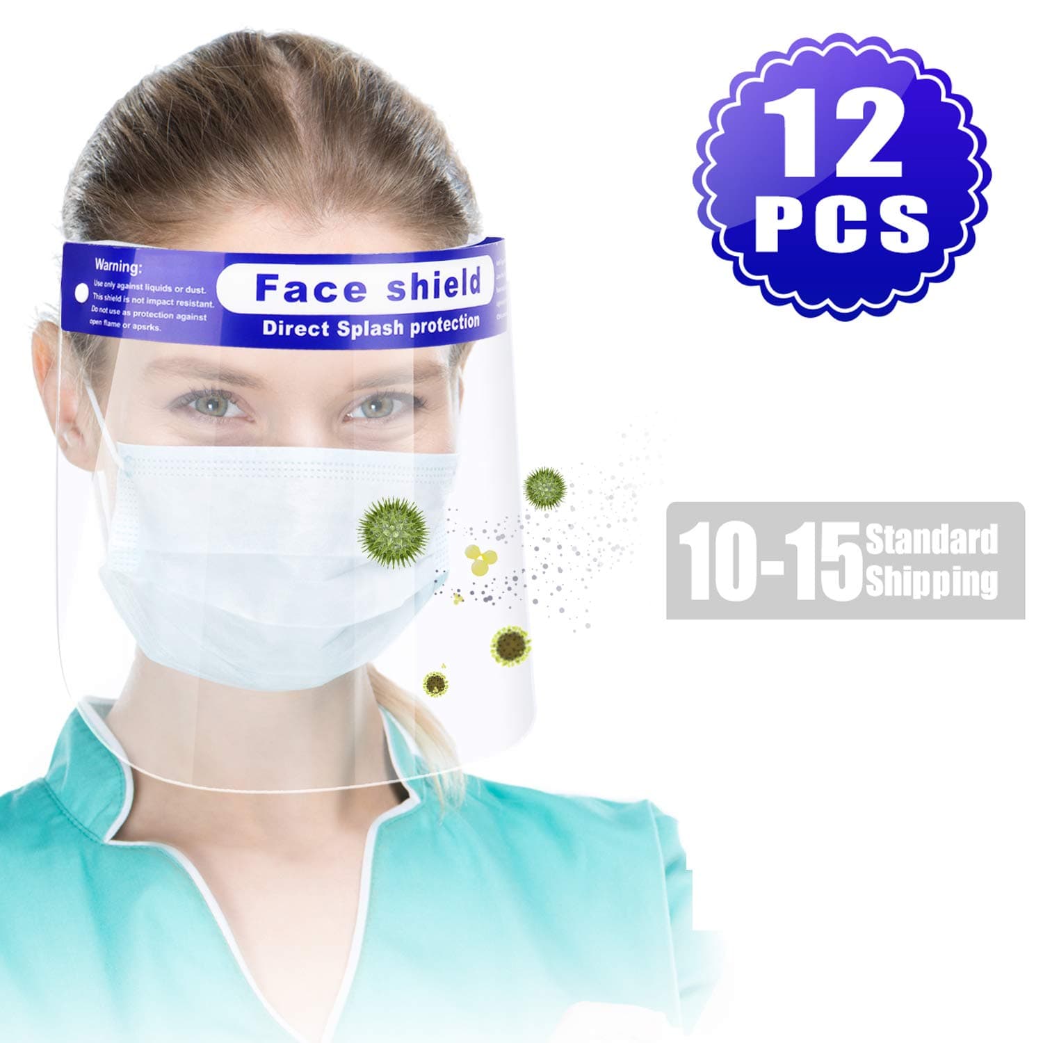 Reusable Face Shield, 12 PCS Plastic Safety Face Shield Adjustable Transparent Full Face Anti-spitting Protective Mask Hat Protect Eyes and Face Protection