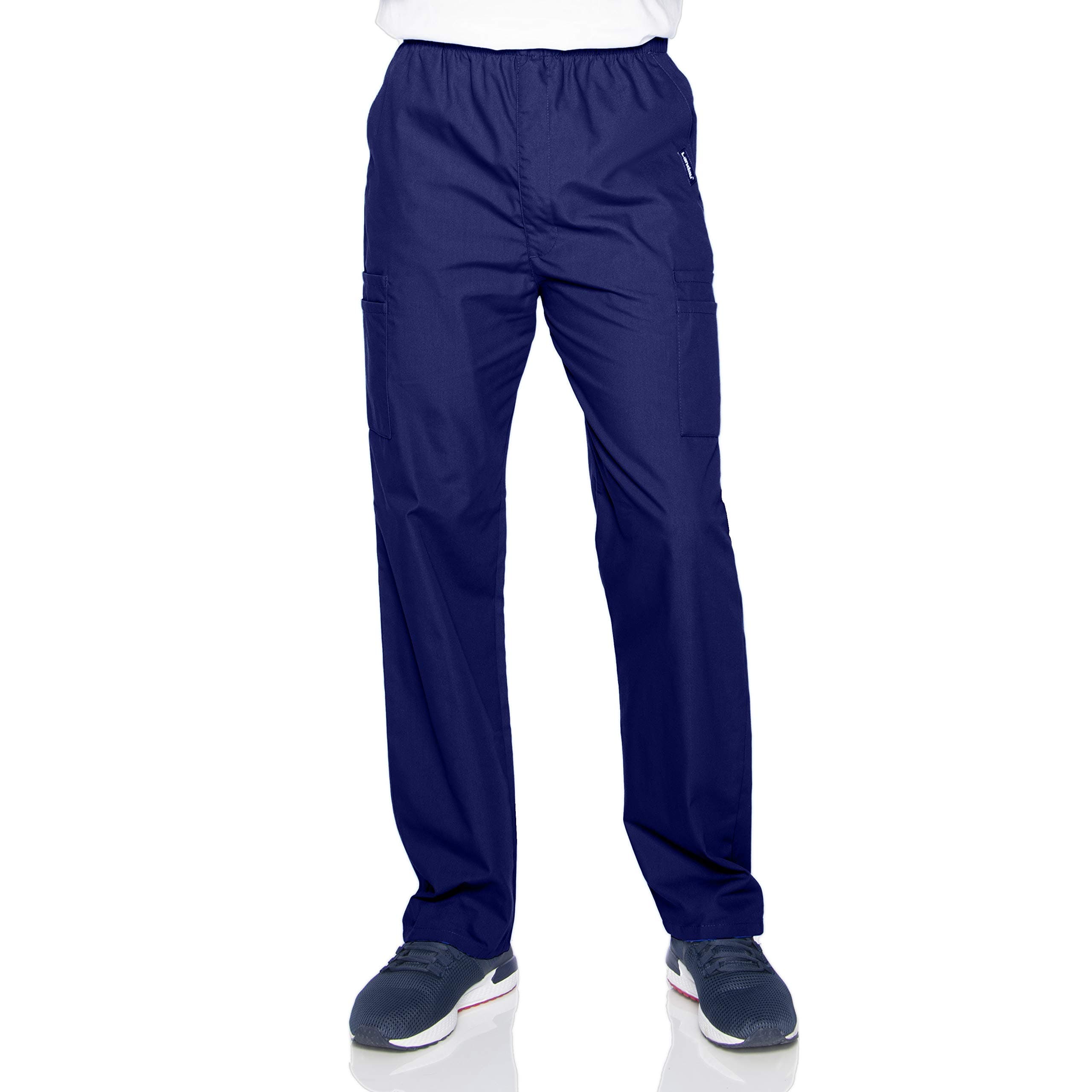 Essentials Relaxed Fit 7-Pocket Elastic Cargo Scrub Pants for Men 8555