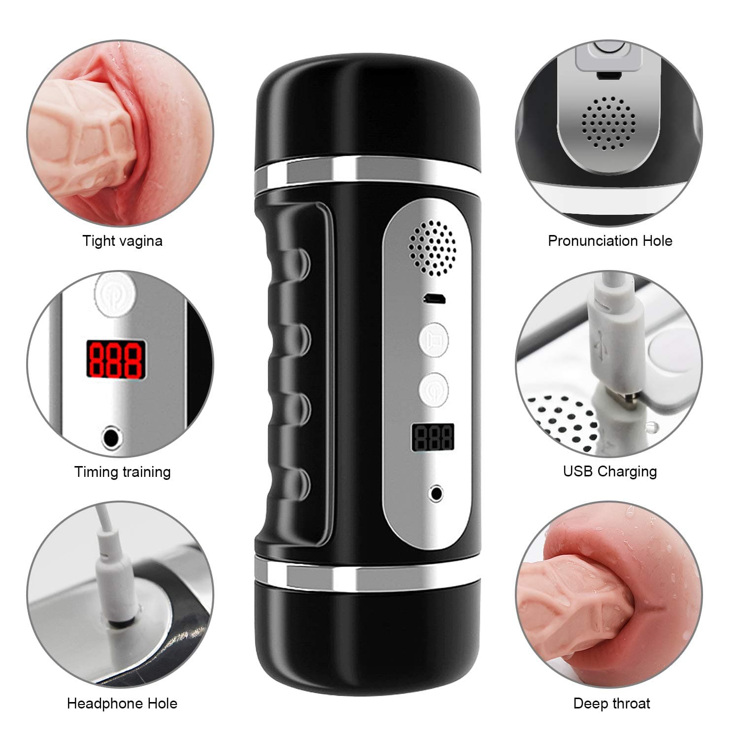 Deep Throat Hands Free Six Toys Automatic Telescopic Piston Double-end Rotate Oral Masturabation Cup Device Relax Muscle,Sexy Underwear Toy for Men Deluxe Toys T-Shirt Sucking Endless