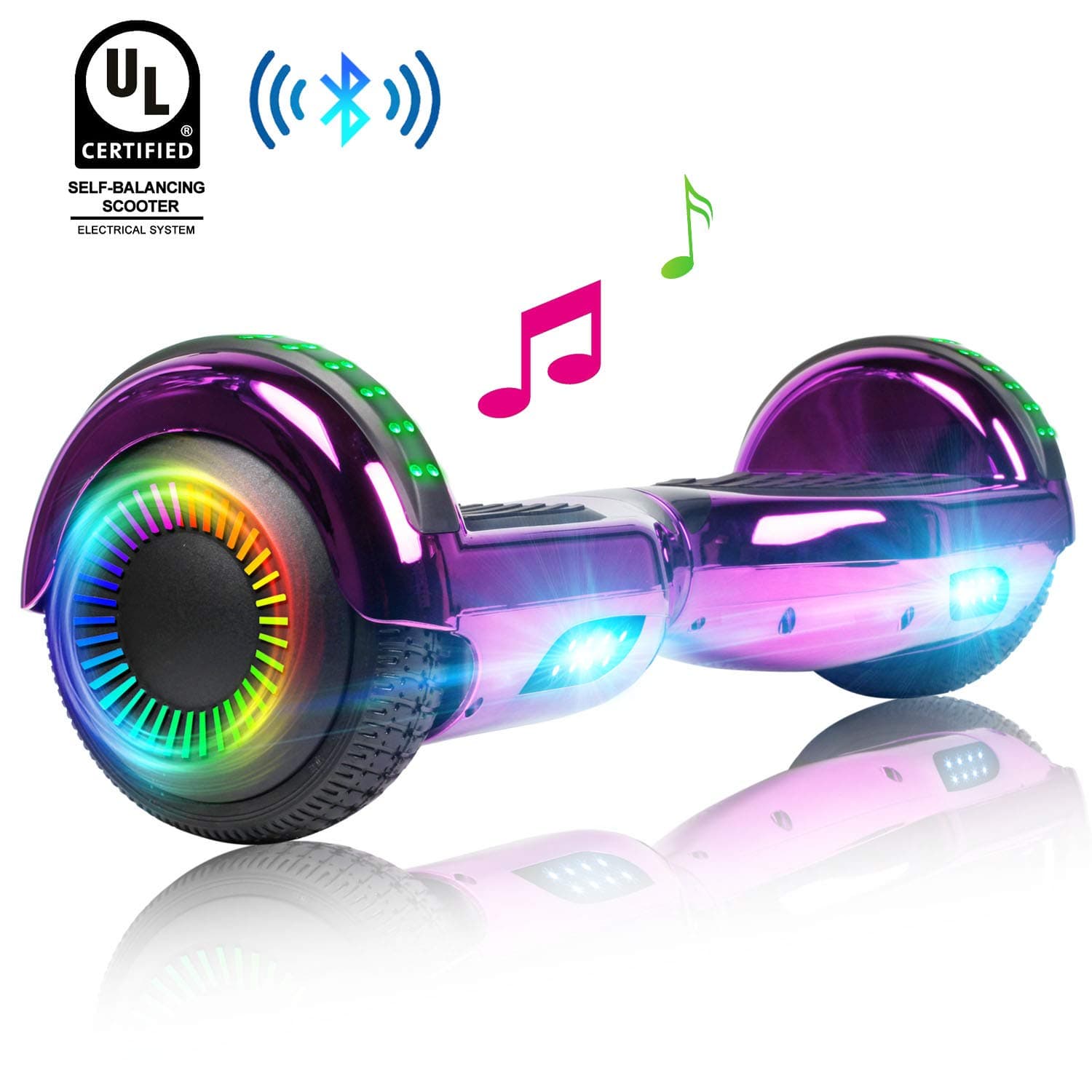 Spadger Hoverboard 6.5" Self Balancing Hoverboard Electric Scooters for Kids Adults w/Built- in LED Wheel Lights Free Carry Bag