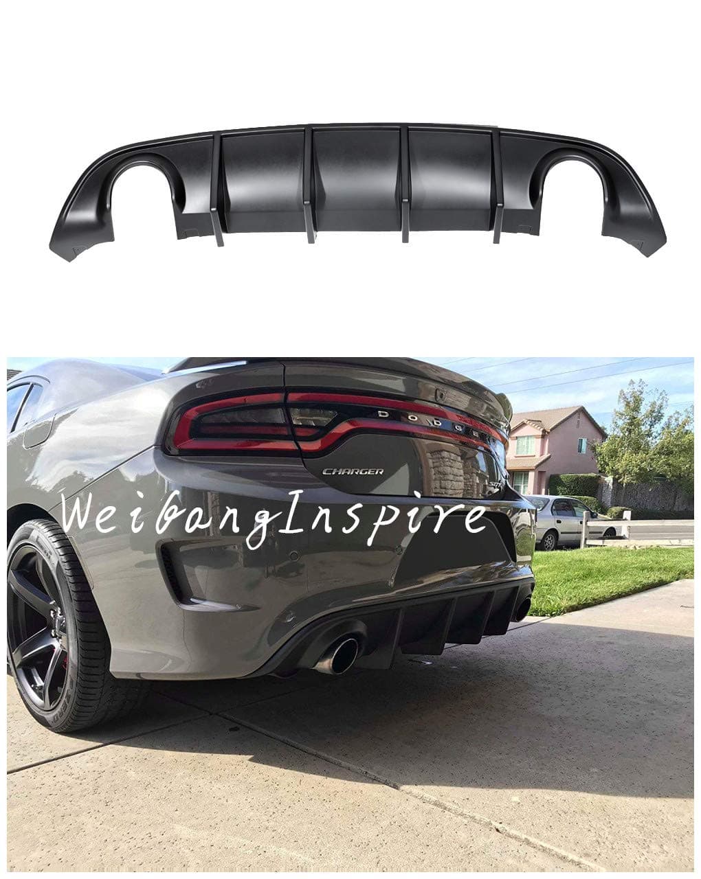 Rear Lip Bumper Valance Diffuser Fits 2015-2019 Dodge Charger SRT Rear Bumper Diffuser OE Style PP Splitter