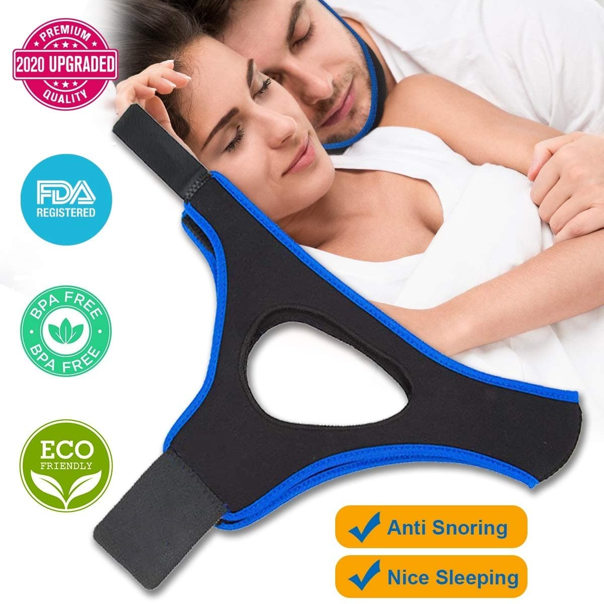 Anti Snoring Chin Straps,Ajustable Stop Snoring Solution Snore Reduction Sleep Aids,Anti Snoring Devices Snore Stopper Chin Straps for Men Women Snoring Sleeping Mouth Breather