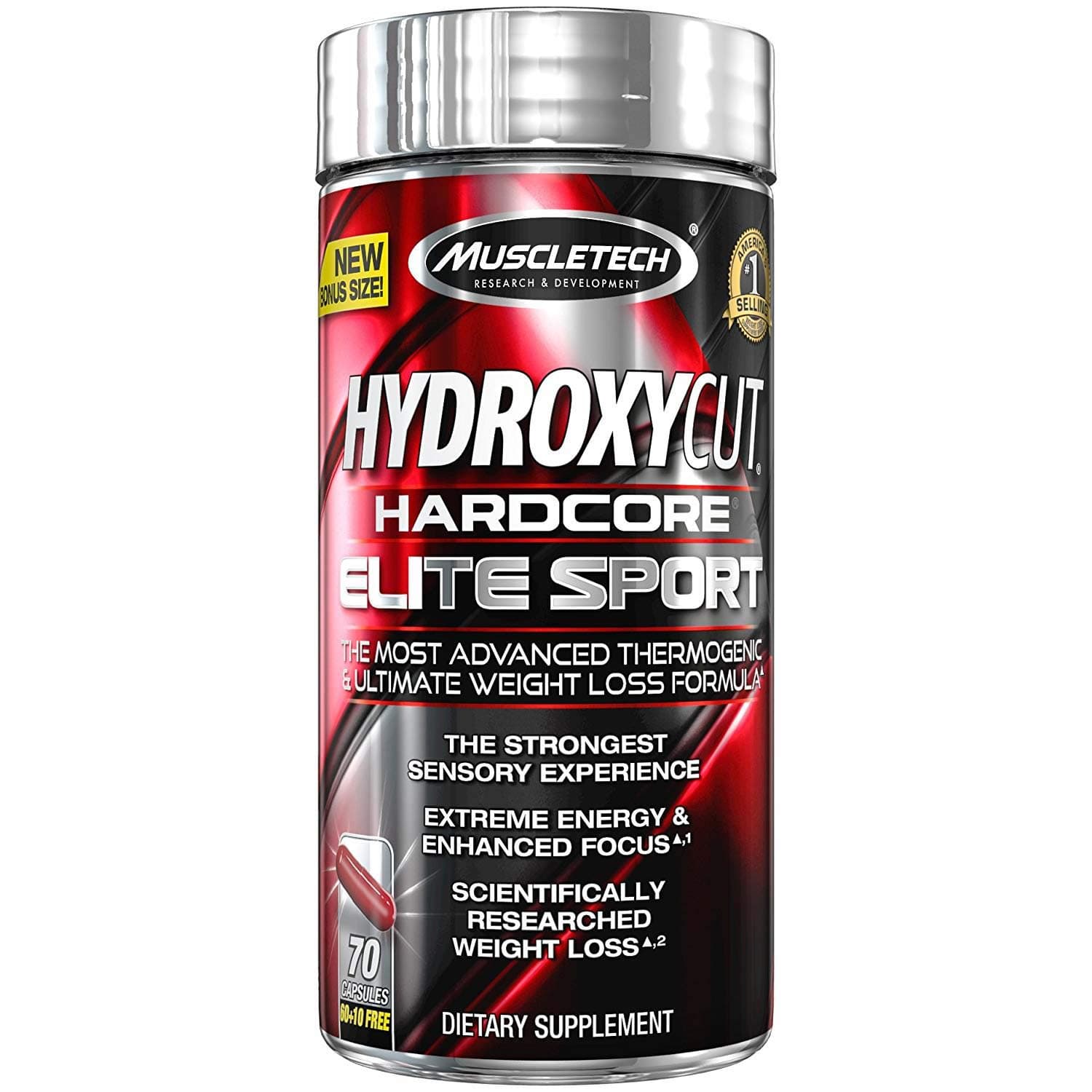 Hydroxycut Hardcore Elite Sport Capsules, 2 Bottles (70 Capsules)