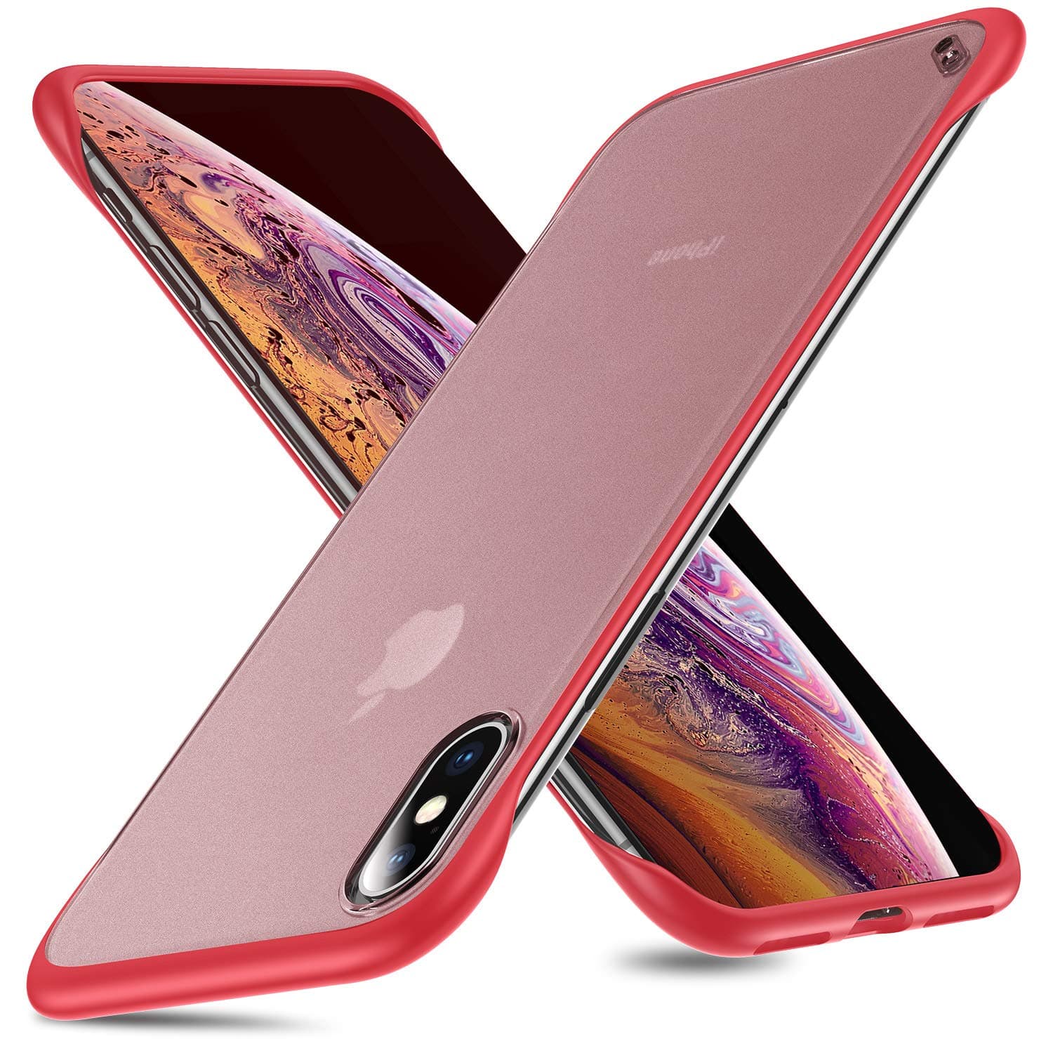 MSVII Frameless Case for iPhone Xs/iPhone X,Ultra Slim Translucent Matte Finish with TPU Protective Bumper Cover Case for iPhone X/iPhone Xs 5.8 Inch Red
