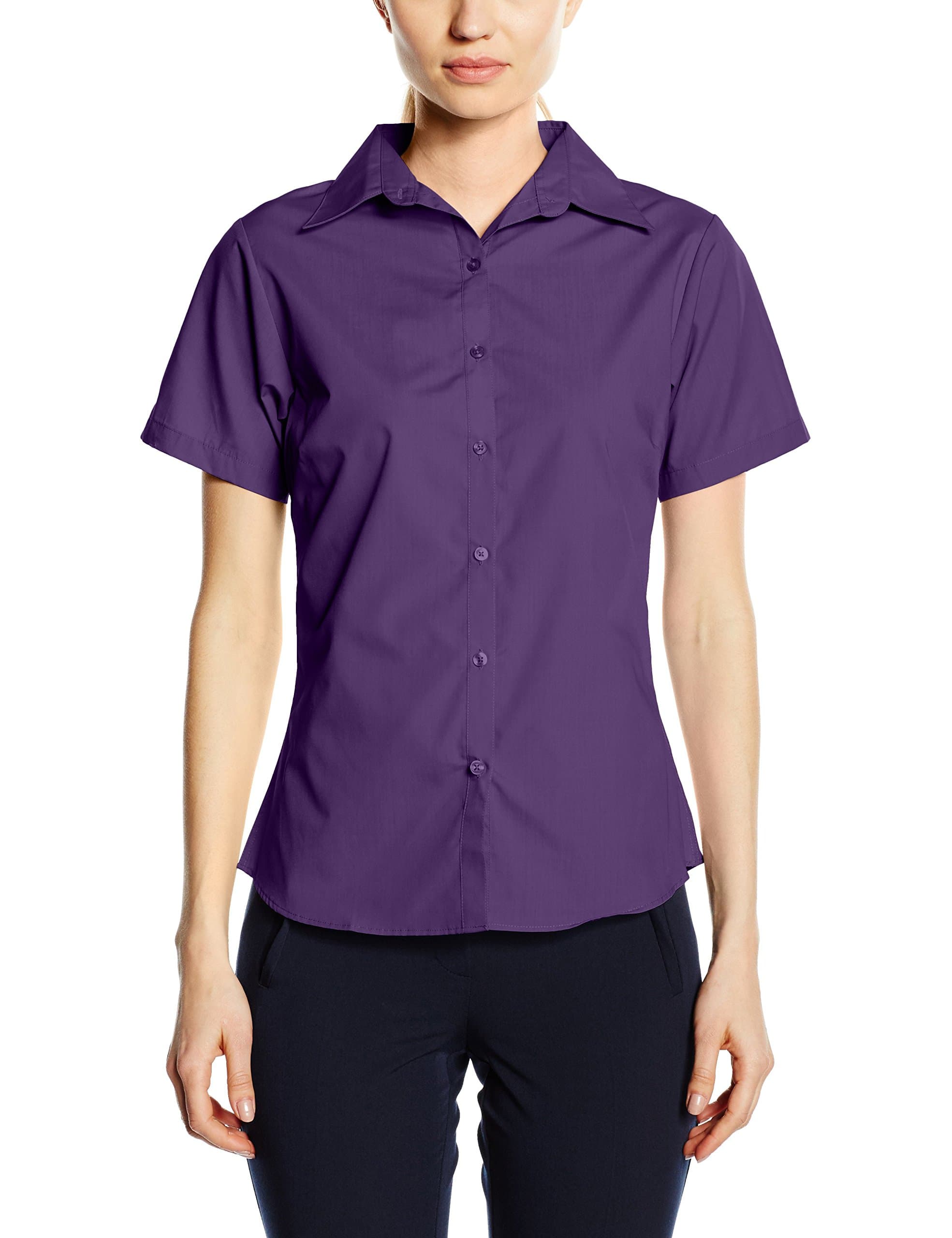 Ladies Short Sleeve Poplin Blouse