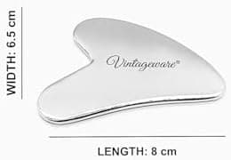 Vintageware® Stainless Steel Gua Sha Tool Combo – Heart & R Shape | Face & Body Massage | Pain Relief, Puffiness, Lymphatic Drainage & Glow