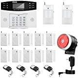 Thustar Home Alarm System Wirelss GSM Security System Kit Remote Control Intelligent LED Display Voice Prompt House Office Business Burglar Alarm Auto Dial 120DB Siren